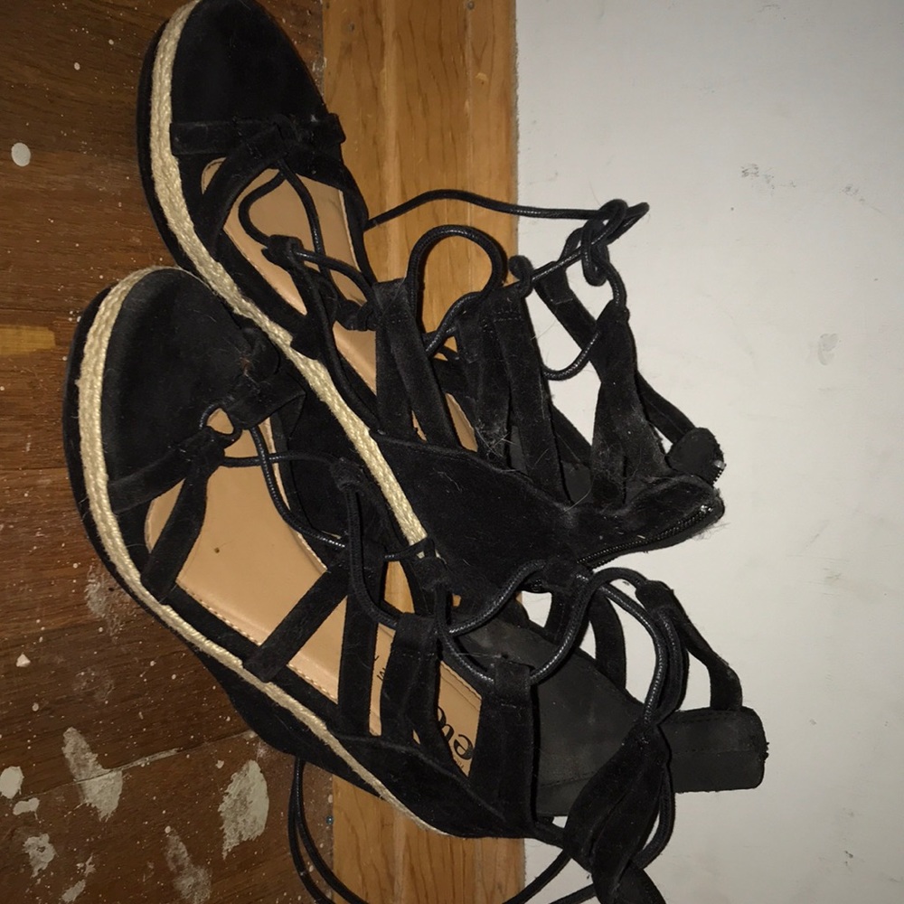 Black strapped heels